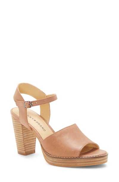 Shop Lucky Brand Naika Ankle Strap Platform Sandal In Latte Leather