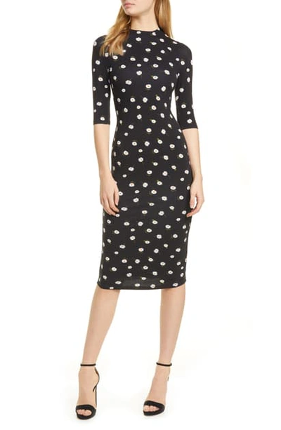Shop Alice And Olivia Delora Tossed Daisy Sheath Dress In Tossed Daisy Black