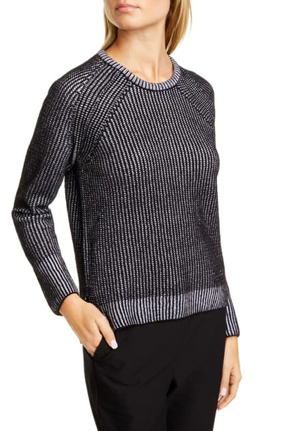 Shop Eileen Fisher Organic Cotton Sweater In Black/ Soft White