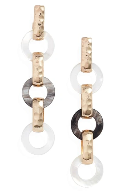 Shop Akola Horn & Mother-of-pearl Drop Earrings In Black/ White