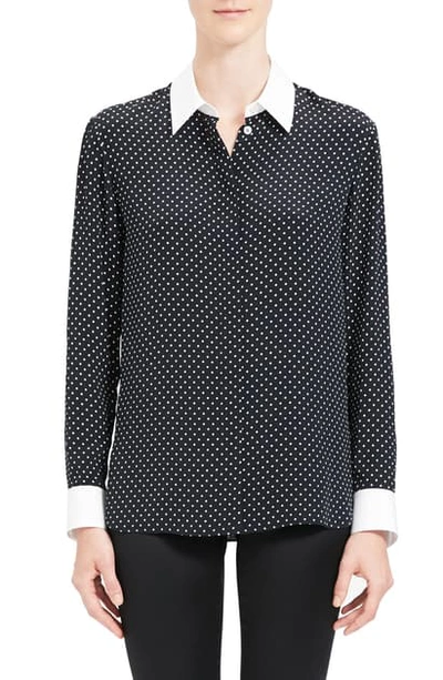 Shop Theory Polka Dot Shirt In Black Multi