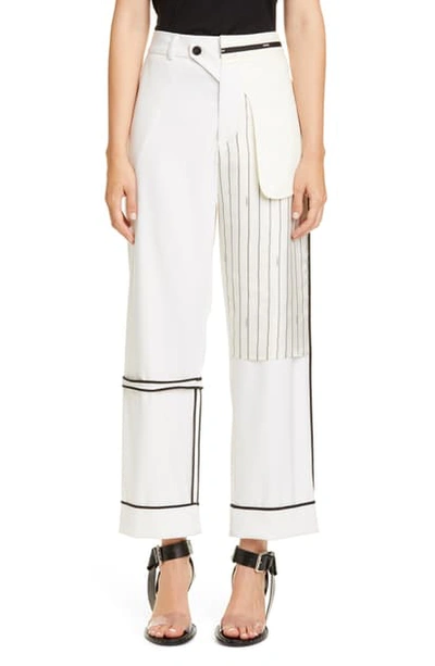 Shop Monse Patchwork Stretch Wool Slim Pants In Ivory