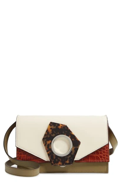 Shop Ganni Colorblock Leather Crossbody Bag In Multicolor