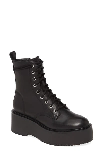 Shop Steve Madden Twister Lace-up Boot In Black Leather