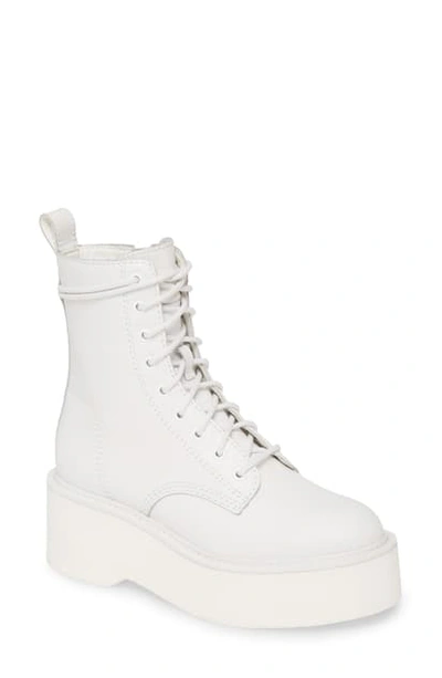 Shop Steve Madden Twister Lace-up Boot In White Leather