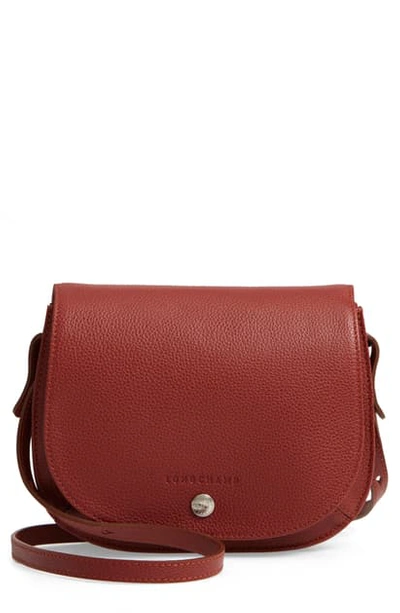 Shop Longchamp Small Le Foulonne Leather Crossbody Bag In Chestnut