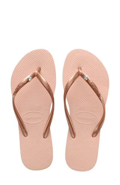 havaianas slim flip flops with crystals