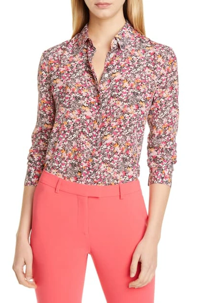 Shop Altuzarra Print Silk Blouse In Dragon Fruit