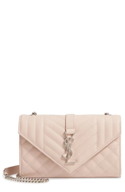 Shop Saint Laurent Small Mono Calfskin Leather Shoulder Bag In Marble Pink