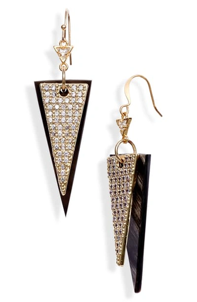 Shop Akola Horn & Crystal Drop Earrings In Black