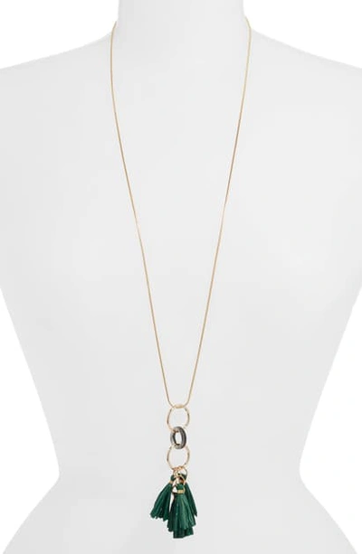 Shop Akola Tassel Pendant Necklace In Hunter