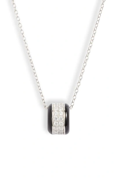 Shop Argento Vivo Pave Enamel Wheel Pendant Necklace In Black/ Silver