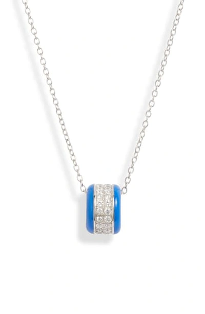 Shop Argento Vivo Pave Enamel Wheel Pendant Necklace In Blue/ Silver
