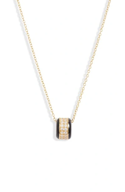 Shop Argento Vivo Pave Enamel Wheel Pendant Necklace In Black/ Gold