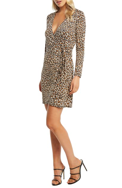 bardot leopard wrap dress