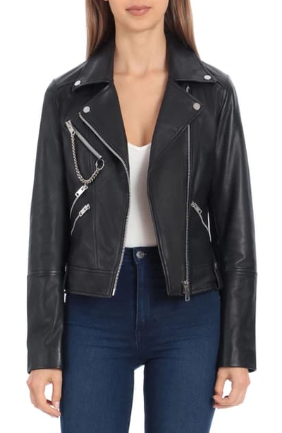 Shop Avec Les Filles Leather Biker Jacket In Black