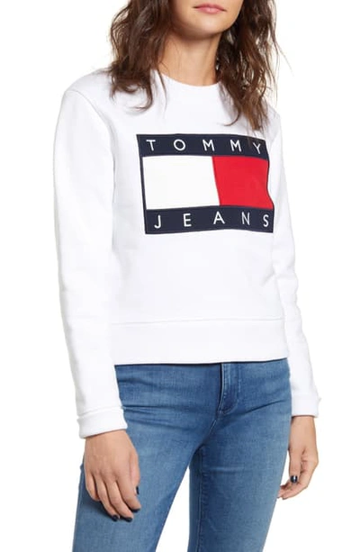 Tommy Hilfiger Tommy Jeans Flag Sweatshirt In Bright White | ModeSens