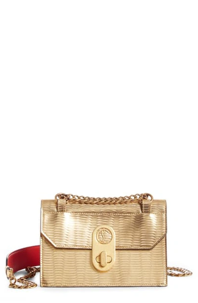 Shop Christian Louboutin Mini Elisa Calfskin Leather Crossbody Bag In Gold