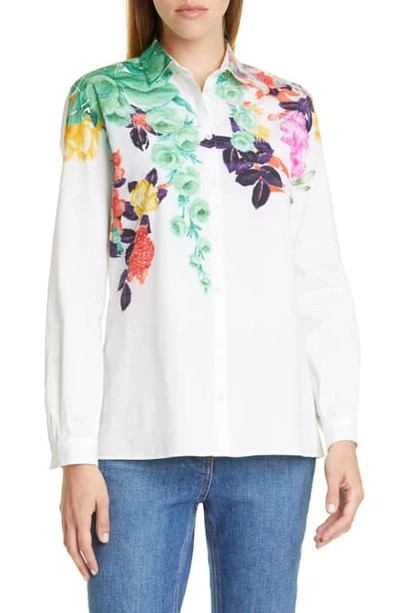 Shop Etro Pop Floral Print Shirt In White