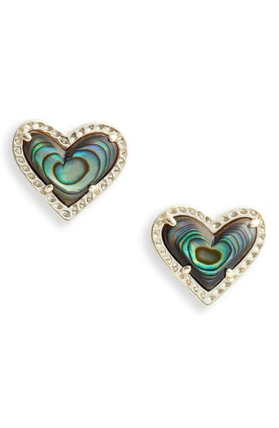 Shop Kendra Scott Ari Heart Stud Earrings In Gold/ Abalone Shell