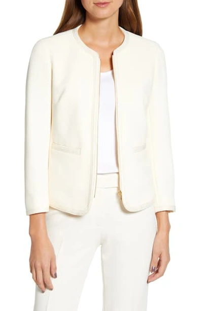 Shop Anne Klein Braid Trim Jacket In Anne White