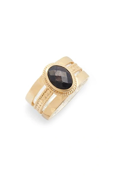 Shop Anna Beck Oval Stone Ring In Gold/ Black
