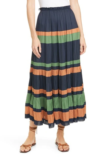 Shop Ulla Johnson Avelina Stripe Skirt In Midnight