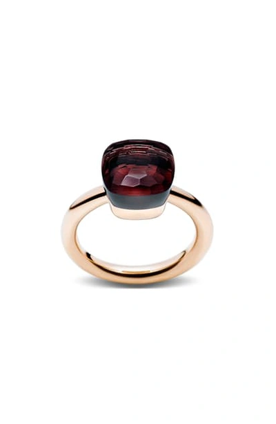 Shop Pomellato Nudo Classic Ring In Rose Gold/ Garnet