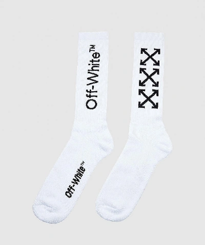 Shop Off-white Arrows Mid Length Socks In White/black