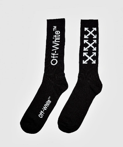 Shop Off-white Arrows Mid Length Socks In Black/white
