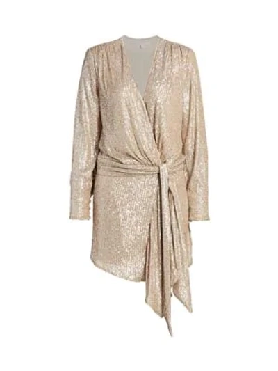 Shop Jonathan Simkhai Sequin Draped Dress In Champagne