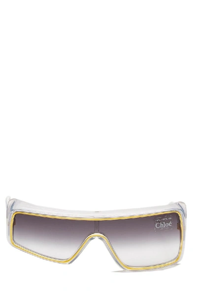 Pre-owned Chloé Clear & Gold Acrylic Asymmetrical Sunglasses