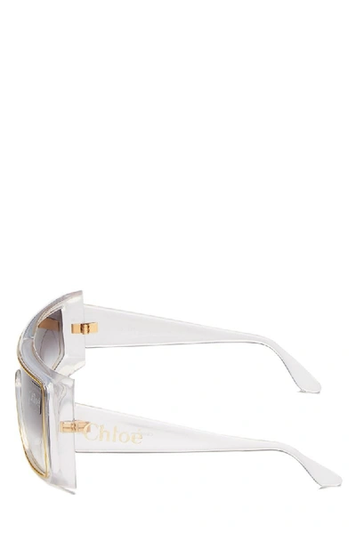 Pre-owned Chloé Clear & Gold Acrylic Asymmetrical Sunglasses
