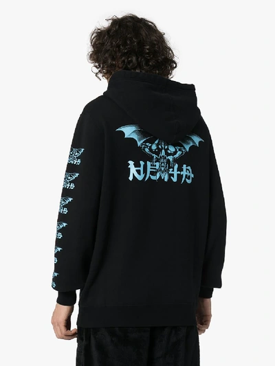 Shop Neighborhood Demon Print Hoodie In Black