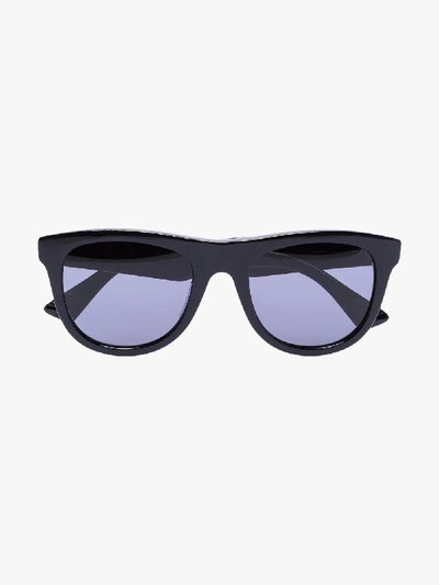 Shop Bottega Veneta Black Square Frame Sunglasses