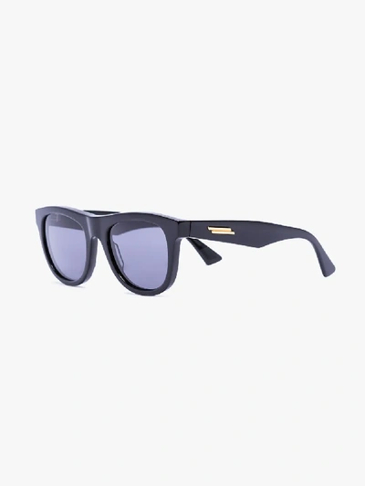 Shop Bottega Veneta Black Square Frame Sunglasses