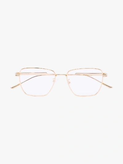 Shop Bottega Veneta Gold Tone D-frame Glasses
