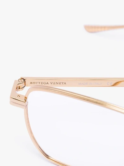 Shop Bottega Veneta Gold Tone D-frame Glasses