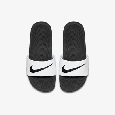Shop Nike Kawa Little/big Kids' Slides In White,black