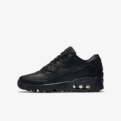Shop Nike Air Max 90 Leather Big Kids' Shoe In Black