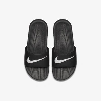 Shop Nike Kawa Little/big Kids' Slides In Black,white