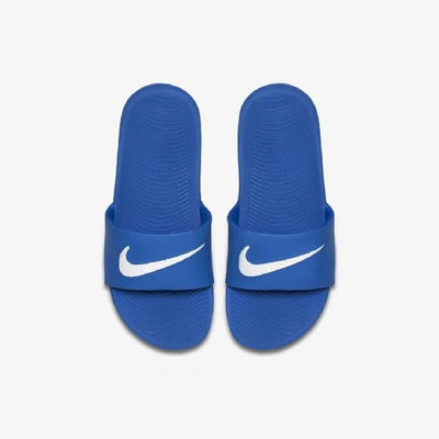 Nike Big Boys' Kawa Slide Sandals From Finish Line In Hyper Cobalt,white
