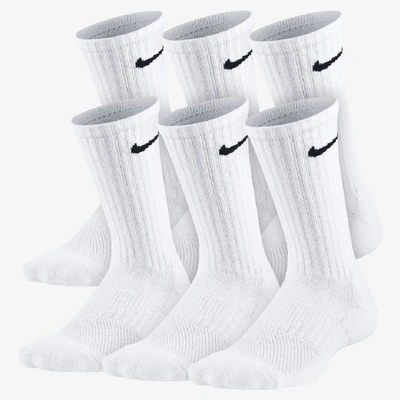 Shop Nike Everyday Kids' Cushioned Crew Socks (6 Pairs) In White