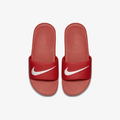 Shop Nike Kawa Little/big Kids' Slides In University Red,white