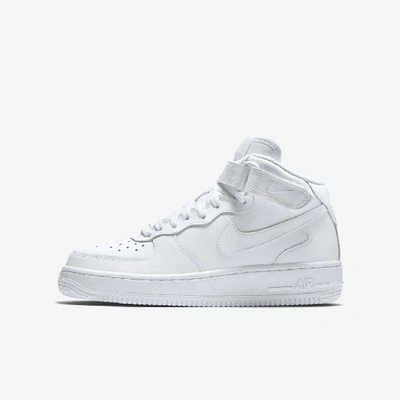 Shop Nike Air Force 1 Mid Big Kids' Shoes In White,white