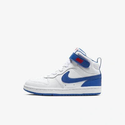 Shop Nike Court Borough Mid 2 Little Kids' Shoe In White/university Red/game Royal
