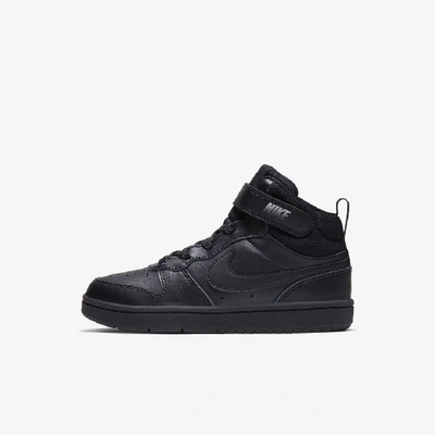 Shop Nike Court Borough Mid 2 Little Kids' Shoes In Black,black,black