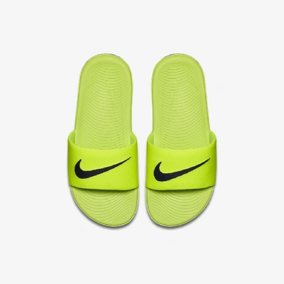 Shop Nike Kawa Little/big Kids' Slides In Volt,black