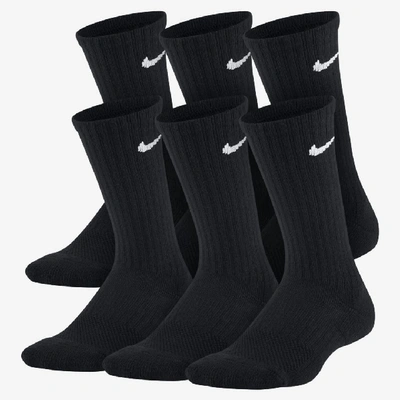 Shop Nike Everyday Kids' Cushioned Crew Socks (6 Pairs) In Black