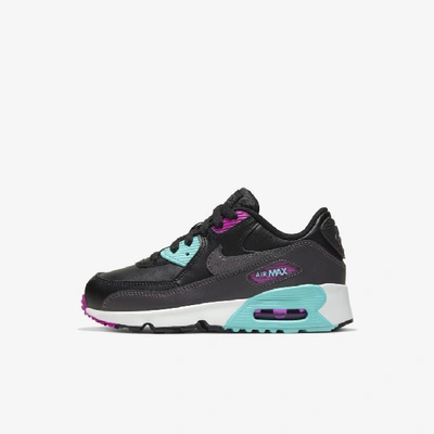Shop Nike Air Max 90 Leather Little Kids' Shoe In Black